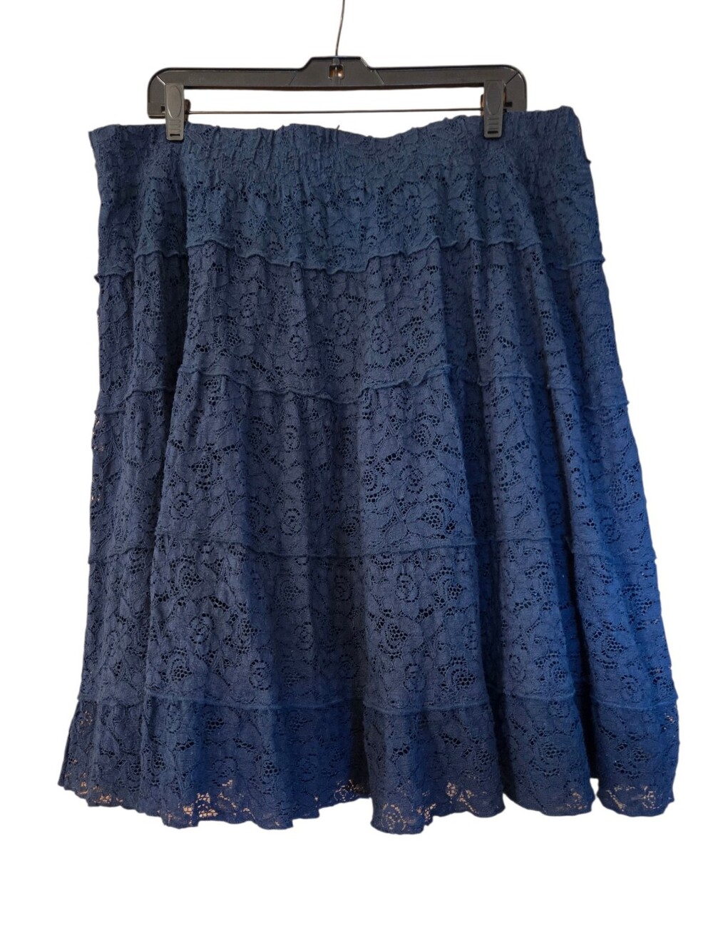 Roz & Ali Navy Lace Skirt Lined Boho Feminine Plus Size 2X